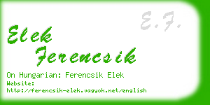 elek ferencsik business card